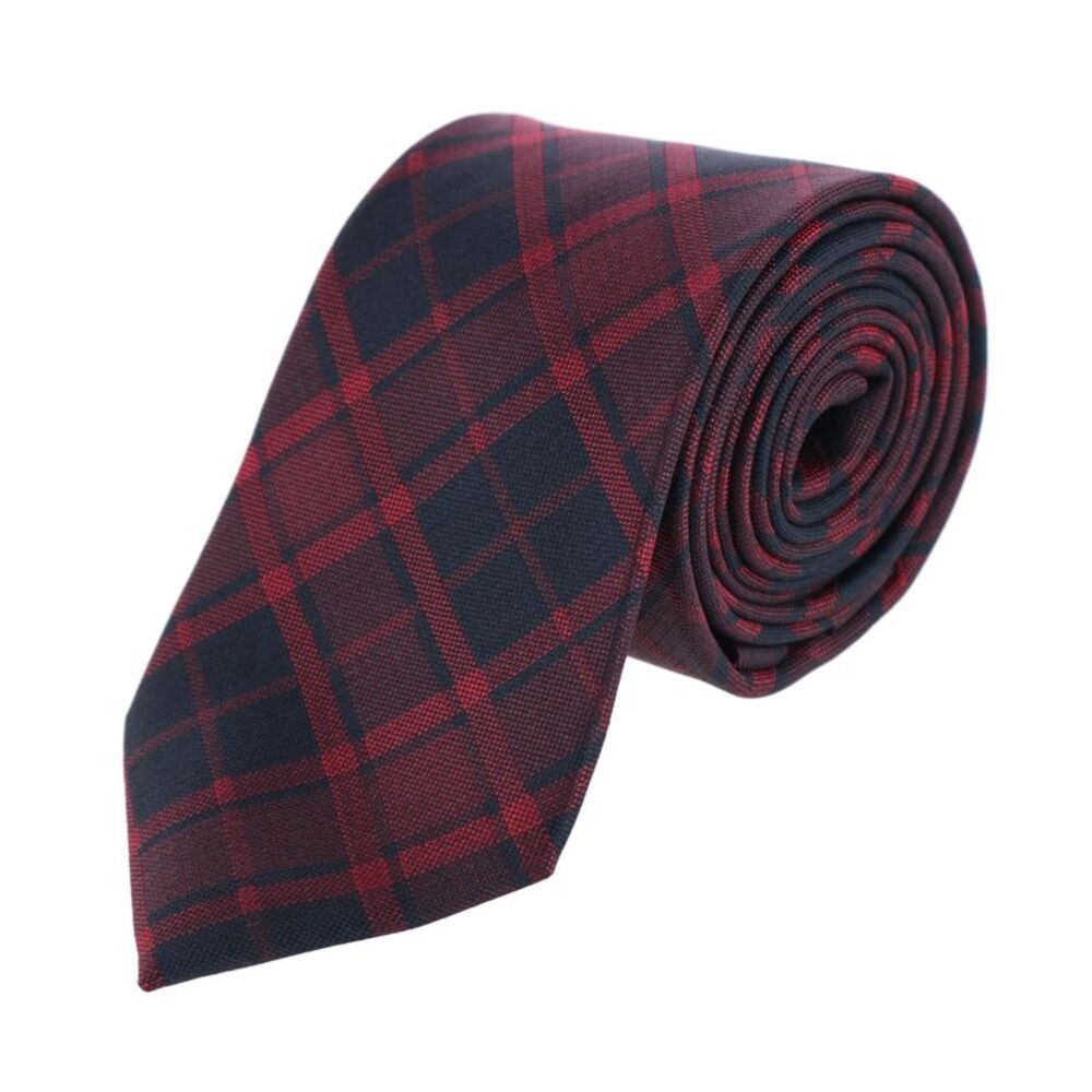 Trafalgar Kincade Red Blackwatch Plaid Silk Necktie
